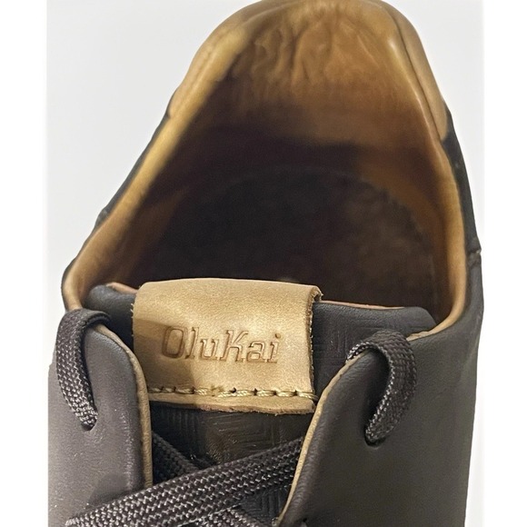 OluKai Men's Leather Shoes Brown Size 9-Tie Style w/collapsible Heel  10455-4848 - Picture 9 of 16